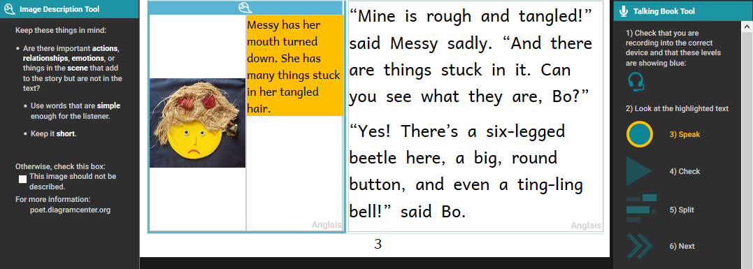 Recording a Talking Book alt text box
